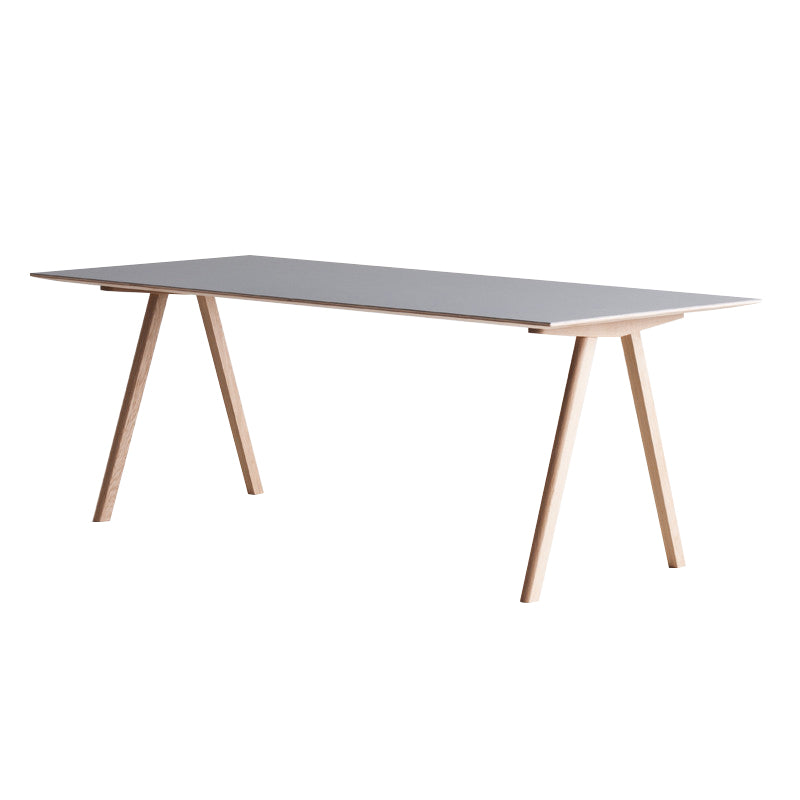 Rectangle Minimalist Dining Table Two-Color Fixed Table with Solid Wood