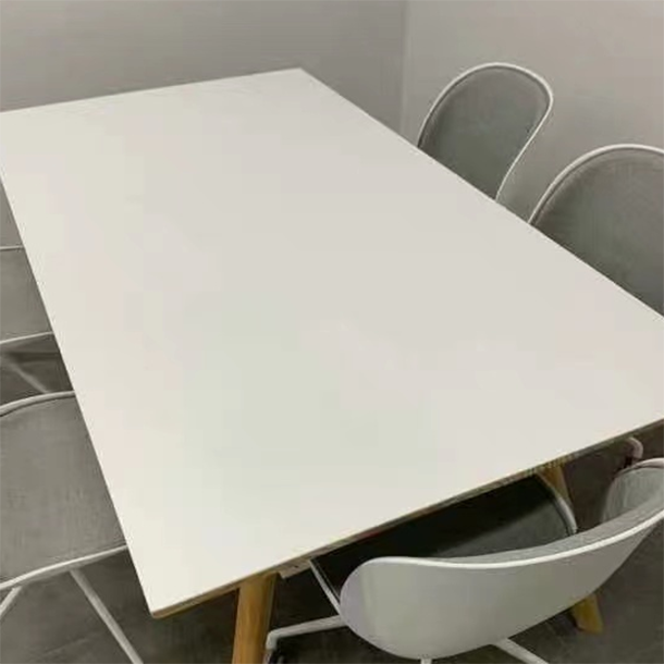 Rectangle Minimalist Dining Table Two-Color Fixed Table with Solid Wood