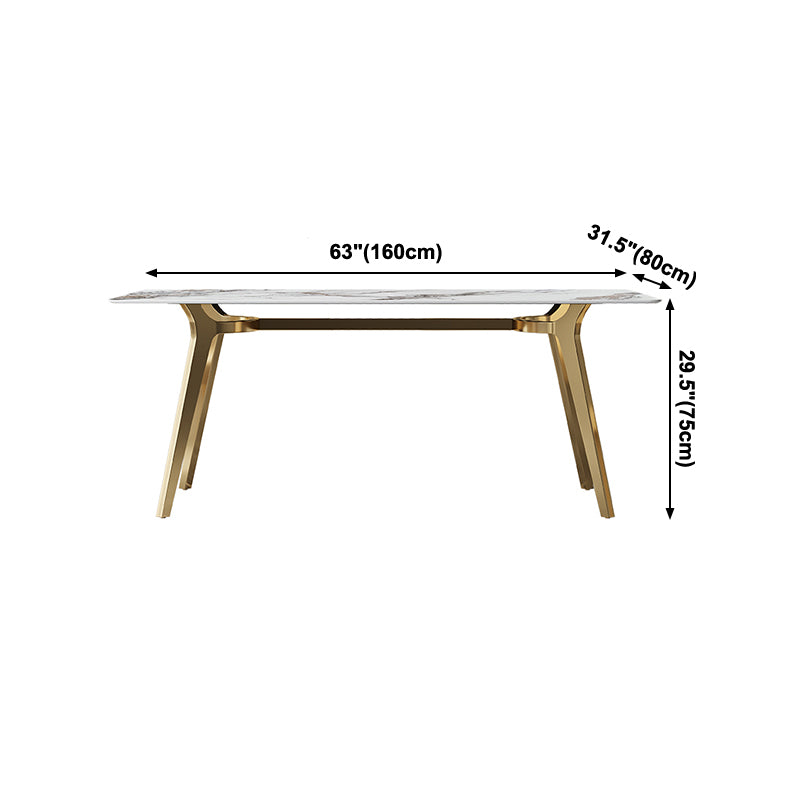 Luxury Sintered Stone Dining Table Rectangle Table with Metal Base and 4 Legs