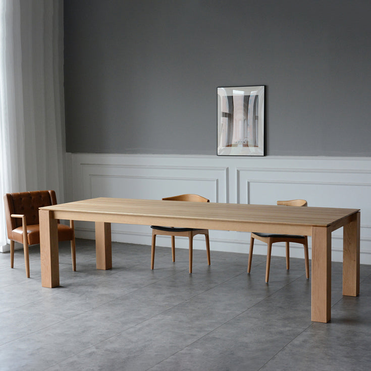 Solid Wood Contemporary Rectangular Table Wood Top Indoor Table with 4 Legs