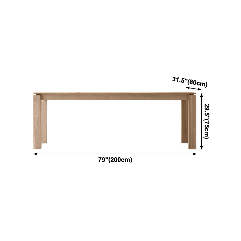Solid Wood Contemporary Rectangular Table Wood Top Indoor Table with 4 Legs