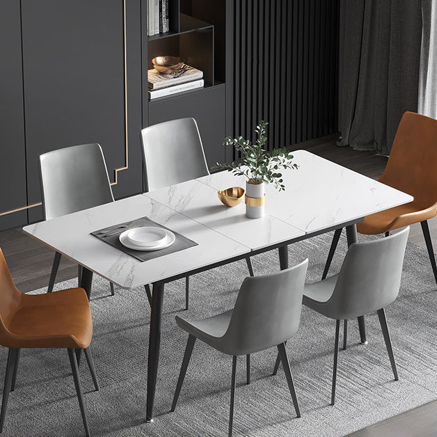 63''L Industrial Sintered Stone Table Extendable Rectangle Dining Table for Kitchen
