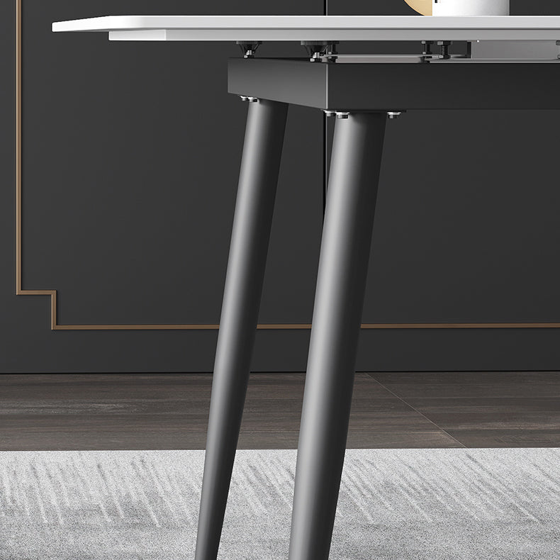 63''L Industrial Sintered Stone Table Extendable Rectangle Dining Table for Kitchen