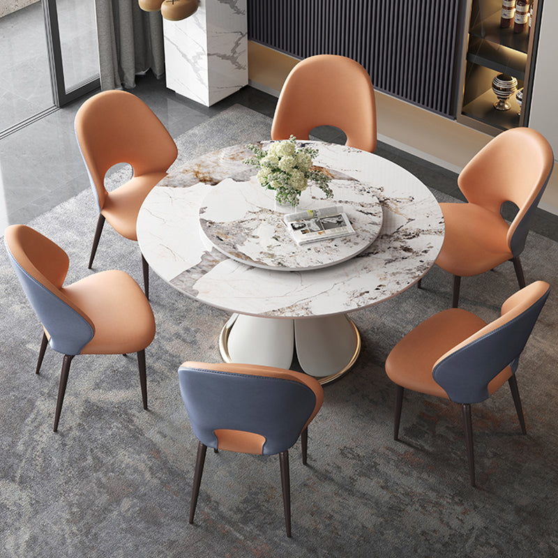 Tavolo da pranzo standard di forma rotonda di forma rotonda con grigio grigio con base di piedistallo