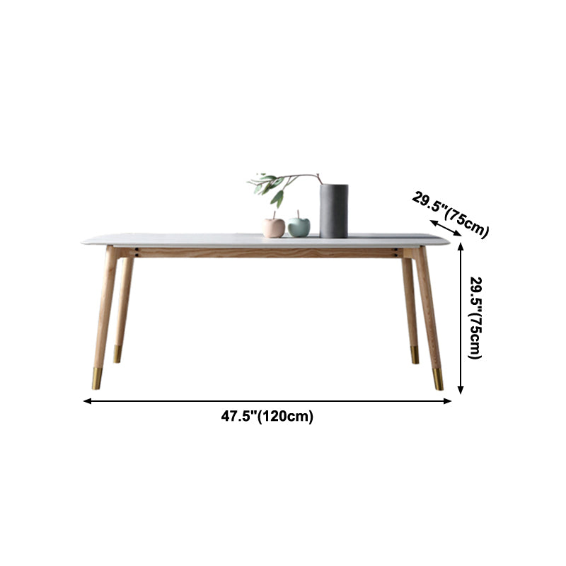 Sintered Stone White Tone Dining Table Luxury 4 Legs Table for Dining Room