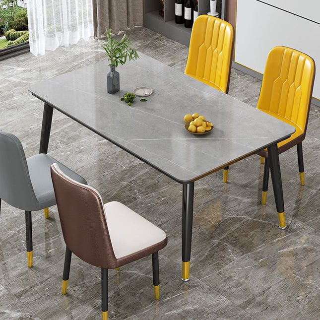 Mesa de forma rectangular estándar glamorosa mesa de comedor de cocina de piedra sinterizada con 4 patas base