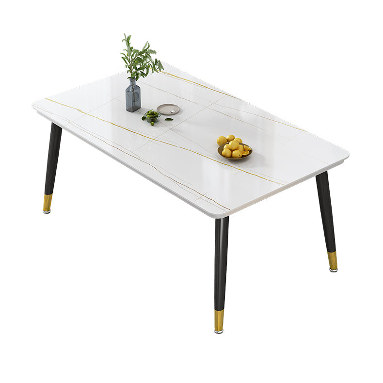 Mesa de forma rectangular estándar glamorosa mesa de comedor de cocina de piedra sinterizada con 4 patas base