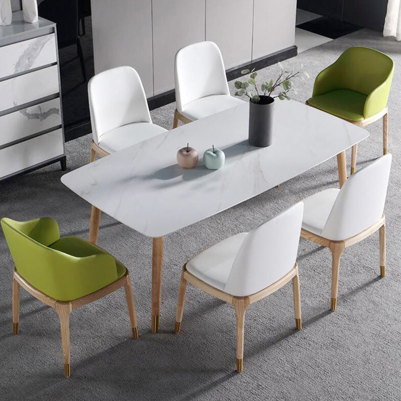 Rectangle Two-Color Dining Table Sintered Stone Table Luxury with 4 Legs