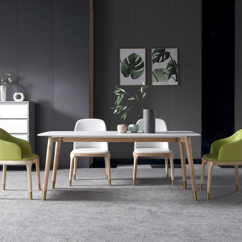 Rectangle Two-Color Dining Table Sintered Stone Table Luxury with 4 Legs