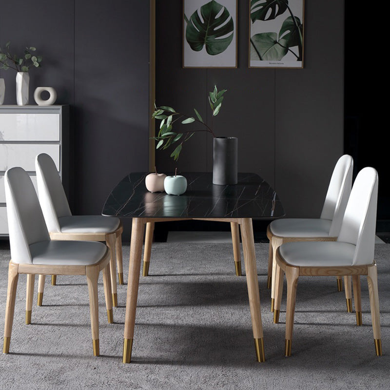 Rectangle Two-Color Dining Table Sintered Stone Table Luxury with 4 Legs