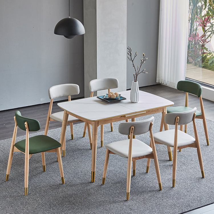 Rectángulo 4 patas Mesa de lujo Tabla blanca extensible con piedra sinterizada