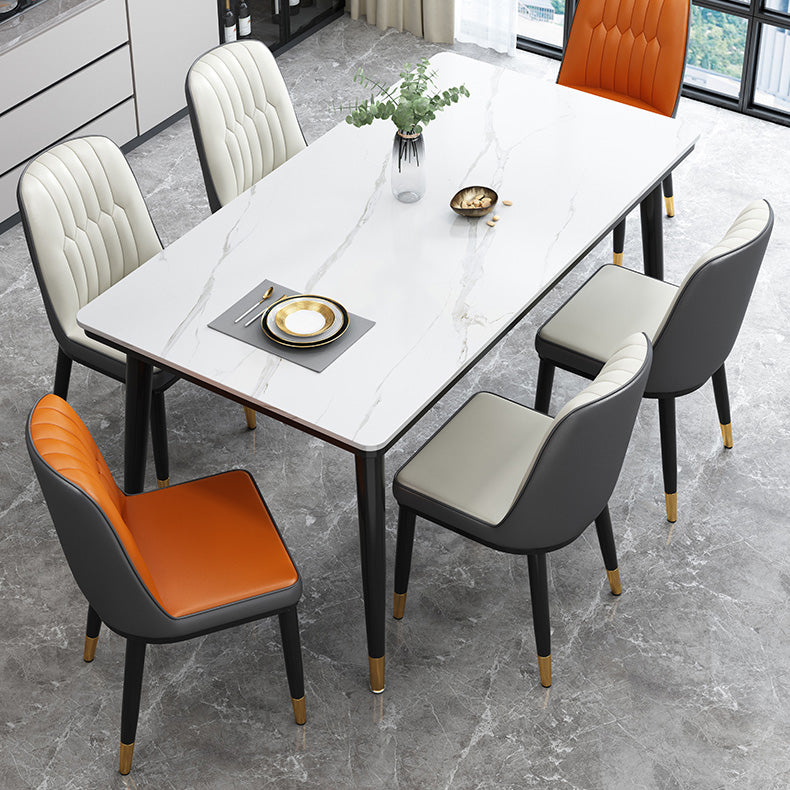 Mesa de comedor industrial con tapa de piedra sinterizada de forma rectangular de cocina con base de 4 patas
