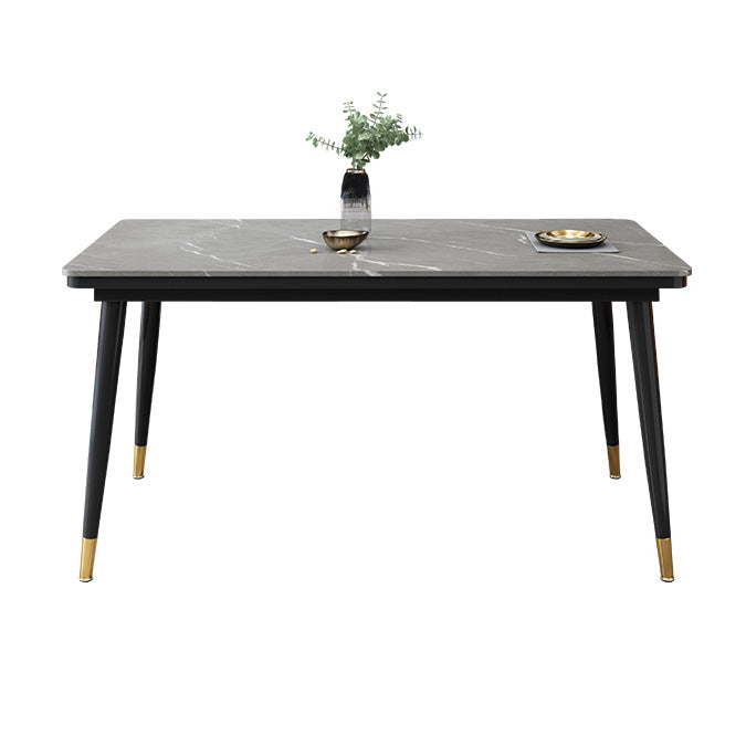 Mesa de comedor industrial con tapa de piedra sinterizada de forma rectangular de cocina con base de 4 patas