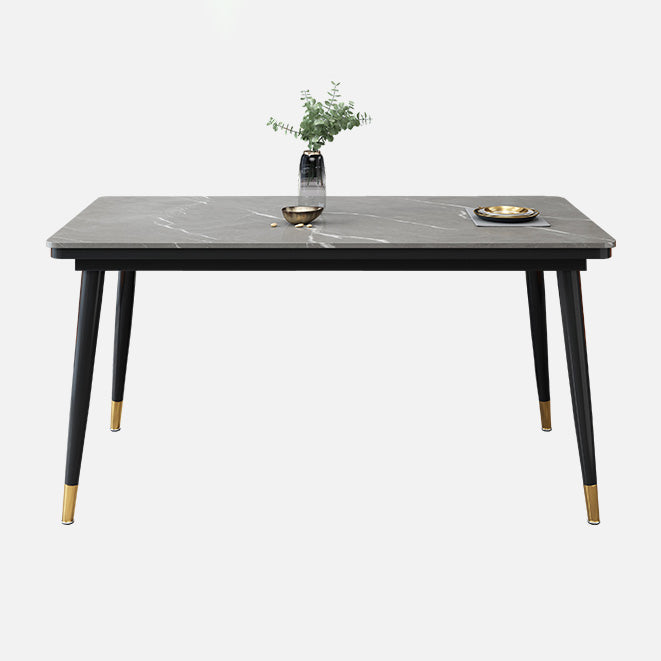 Mesa de comedor industrial con tapa de piedra sinterizada de forma rectangular de cocina con base de 4 patas