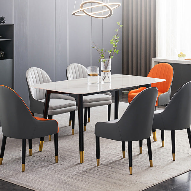 Rectangle Shape Luxury Dining Table Two-Color Fixed Table with Sintered Stone