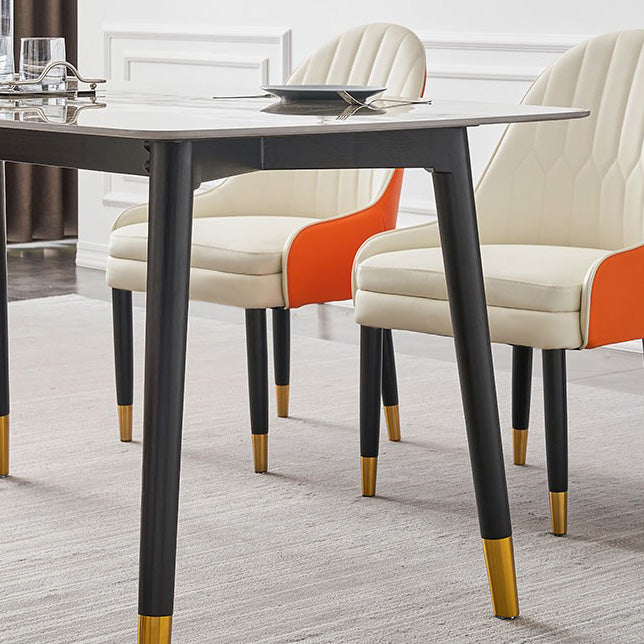 Rectangle Shape Luxury Dining Table Two-Color Fixed Table with Sintered Stone