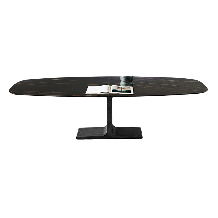 Industrial Sintered Stone Black Table Rectangle Standard Dining Table for Kitchen