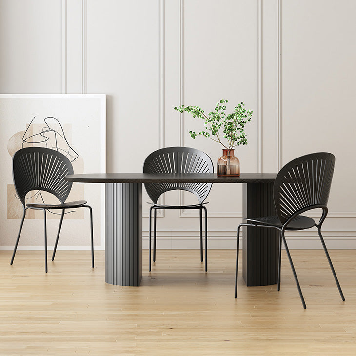 Oval Two-Color Dining Table Simplicity Double Pedestal Table for Dining Room