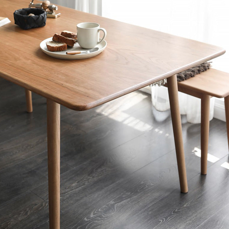Rechthoek eigentijdse eetkamer tafel as massief houten tafel met 4 poten