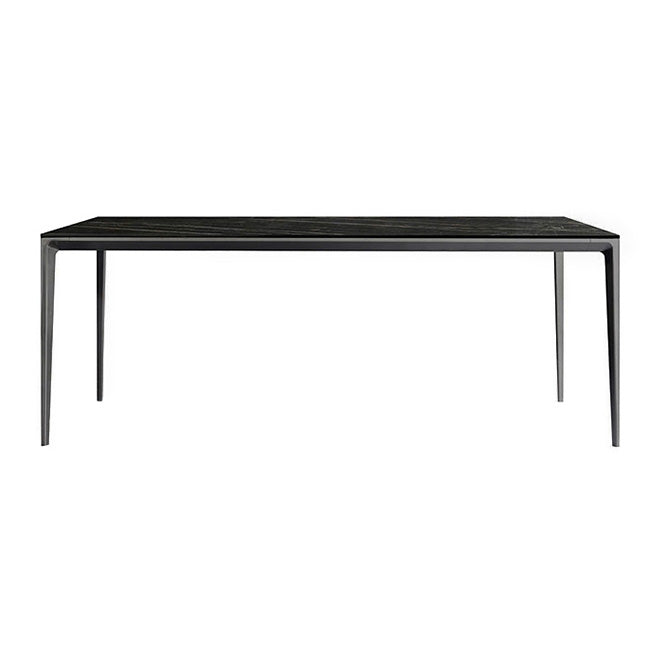 Mesa de comedor contemporánea rectángulo Mesa de piedra sinterizada con 4 piernas negras