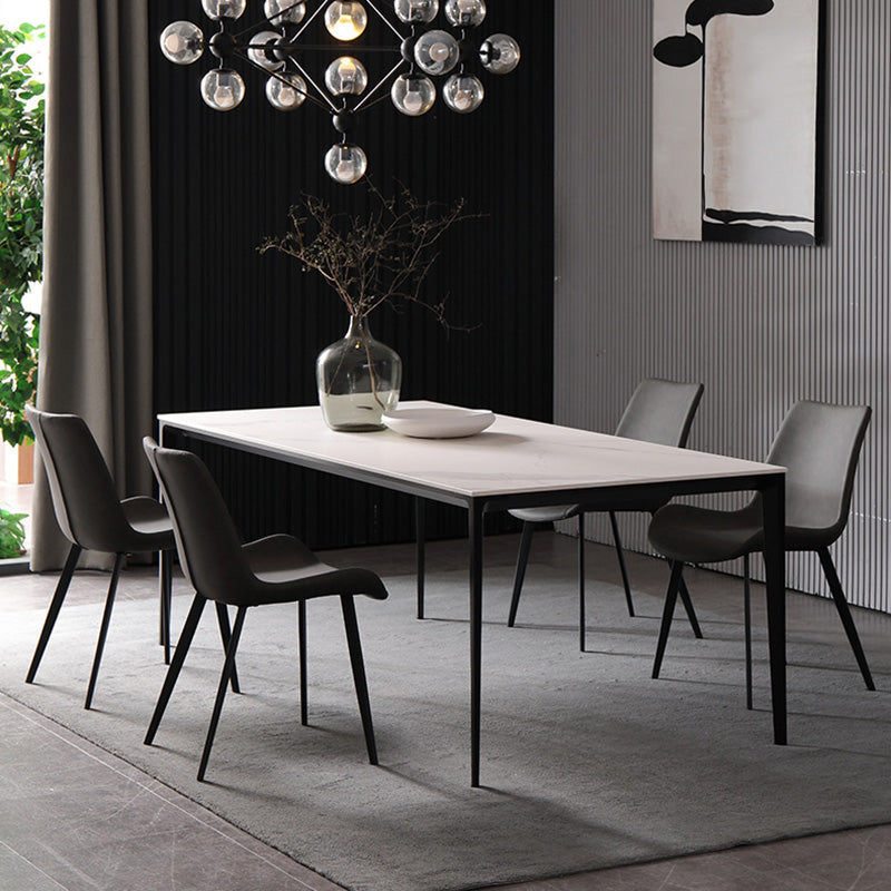 Mesa de comedor contemporánea rectángulo Mesa de piedra sinterizada con 4 piernas negras