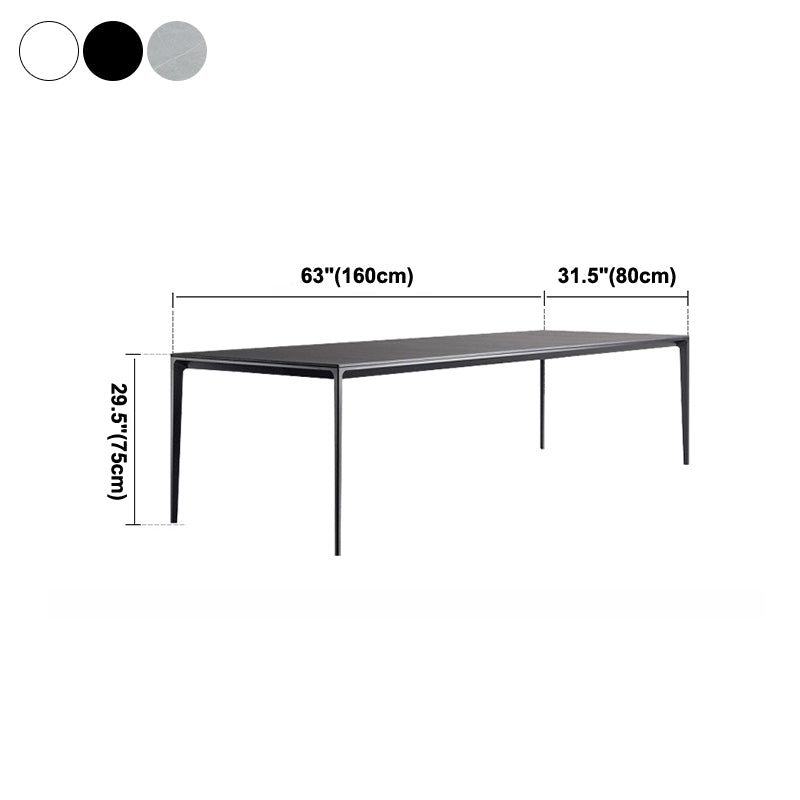 Mesa de comedor contemporánea rectángulo Mesa de piedra sinterizada con 4 piernas negras