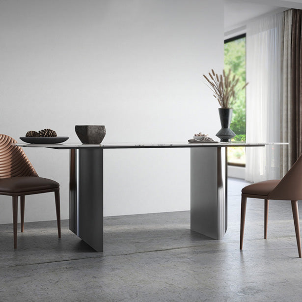Metalen traditionele luxe rechthoekige tafel Gesinterde stenen binnentafel