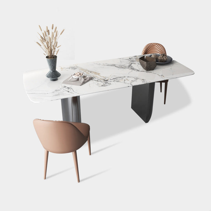Metalen traditionele luxe rechthoekige tafel Gesinterde stenen binnentafel