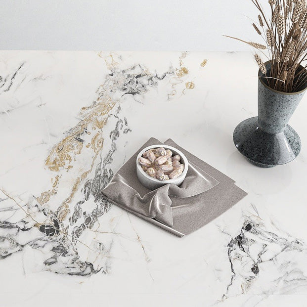 Metalen traditionele luxe rechthoekige tafel Gesinterde stenen binnentafel