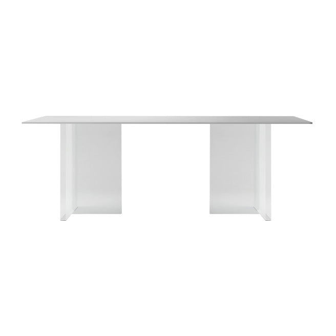 Modern White Dining Table Rectangle Sintered Stone Dining Table with Acrylic Base for Kitchen