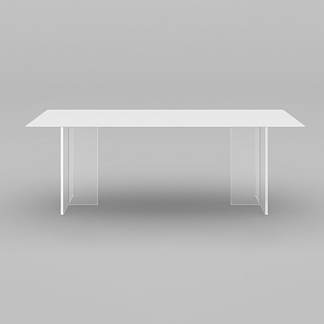 Modern White Dining Table Rectangle Sintered Stone Dining Table with Acrylic Base for Kitchen