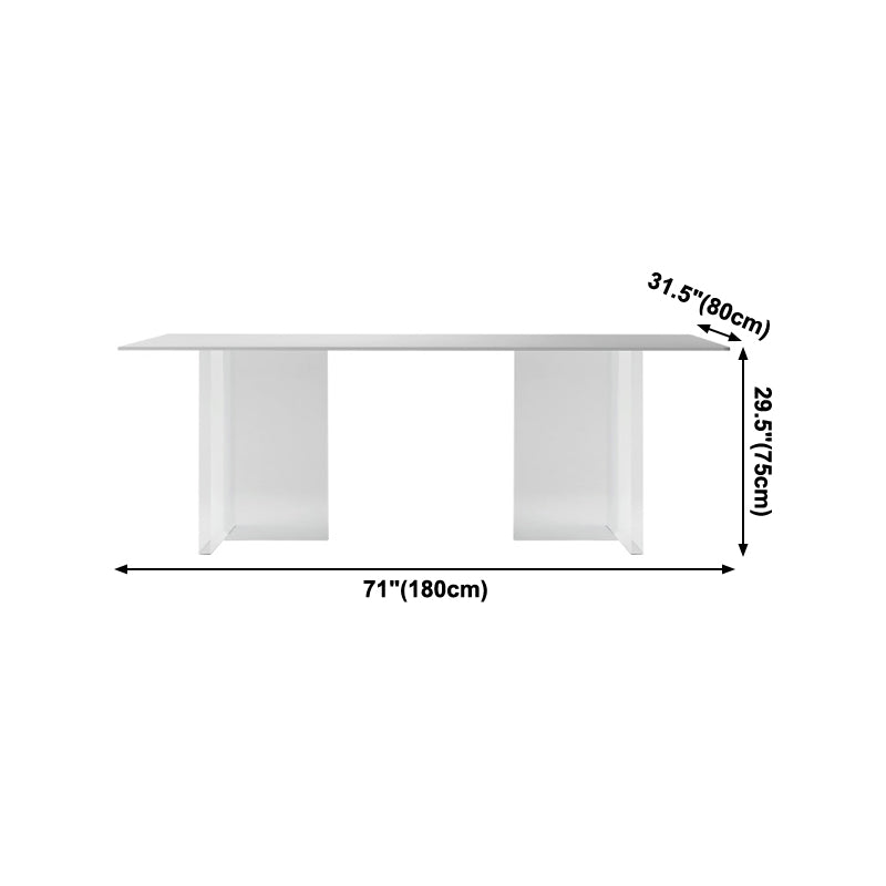 Modern White Dining Table Rectangle Sintered Stone Dining Table with Acrylic Base for Kitchen