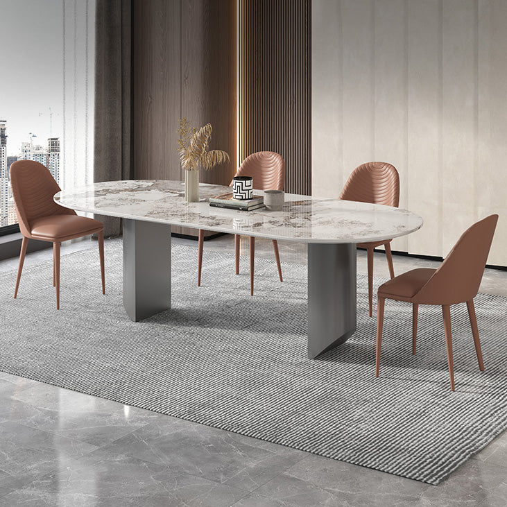Metal Traditional Luxury Oval Table Sintered Stone Table for Dining Room and Kitchen