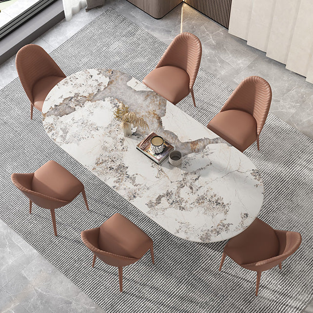 Metal Traditional Luxury Oval Table Sintered Stone Table for Dining Room and Kitchen