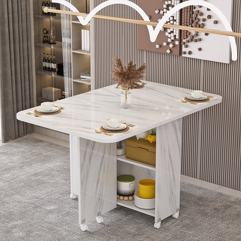 Modern Style Dining Table Rectangle Drop-Leaf Dining Table for Home Use