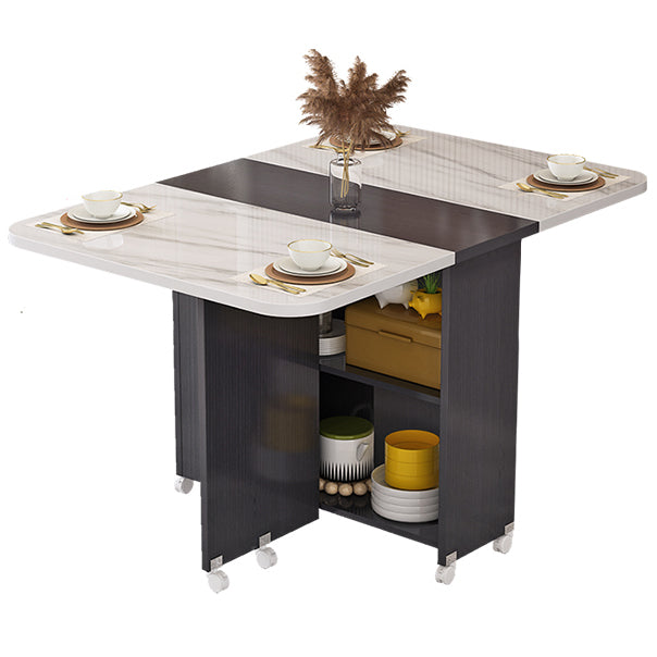 Modern Style Dining Table Rectangle Drop-Leaf Dining Table for Home Use