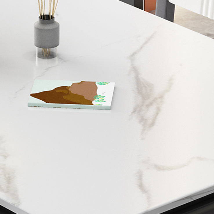 Stone Dining Room Collection Midcentury Style Rectangle 4 Legs Dining Table for Home
