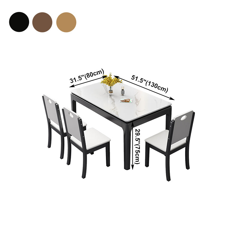 Stone Dining Room Collection Midcentury Style Rectangle 4 Legs Dining Table for Home