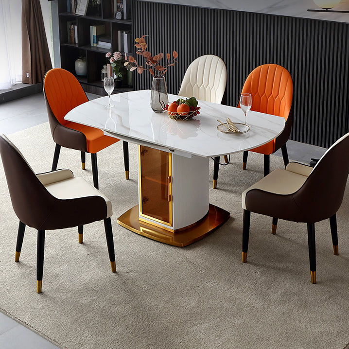 Round Pedestal Dinner Table Traditional Luxury Drop-Leaf Dining Table for Indoor