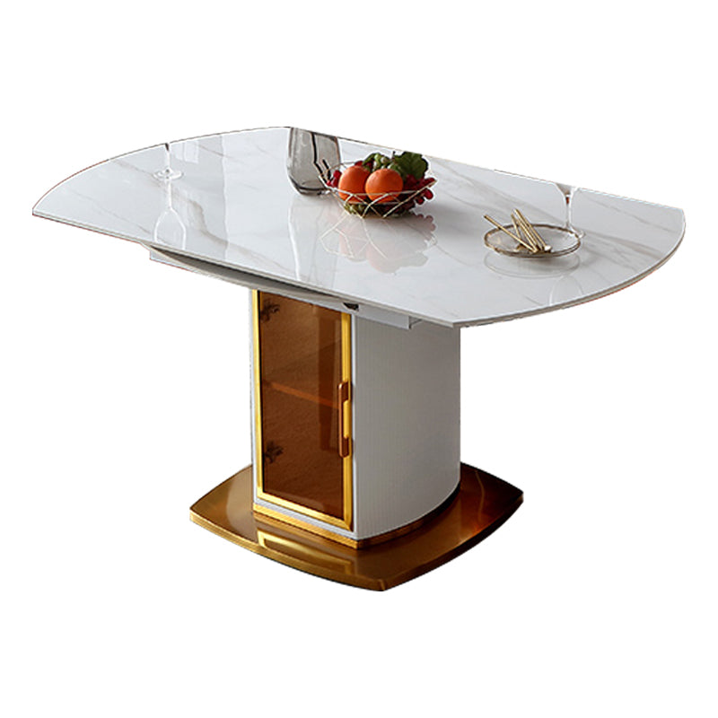 Round Pedestal Dinner Table Traditional Luxury Drop-Leaf Dining Table for Indoor