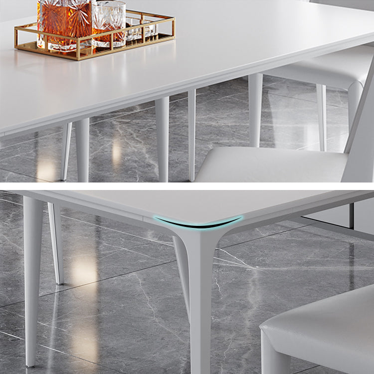 Sintered Stone Dining Table Industrial Style 4 Legs Base Rectangle Table for Home