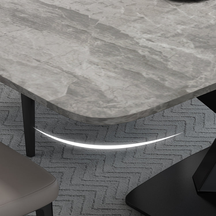 Luxury Style Sintered Stone Table Black Single Pedestal Base Rectangle Table for Home
