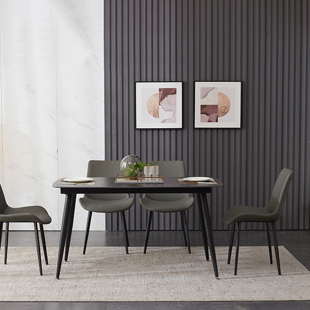 Industrialstil Sintered Stone Tisch schwarz 4 Beine Basis Rechtecktisch für Zuhause