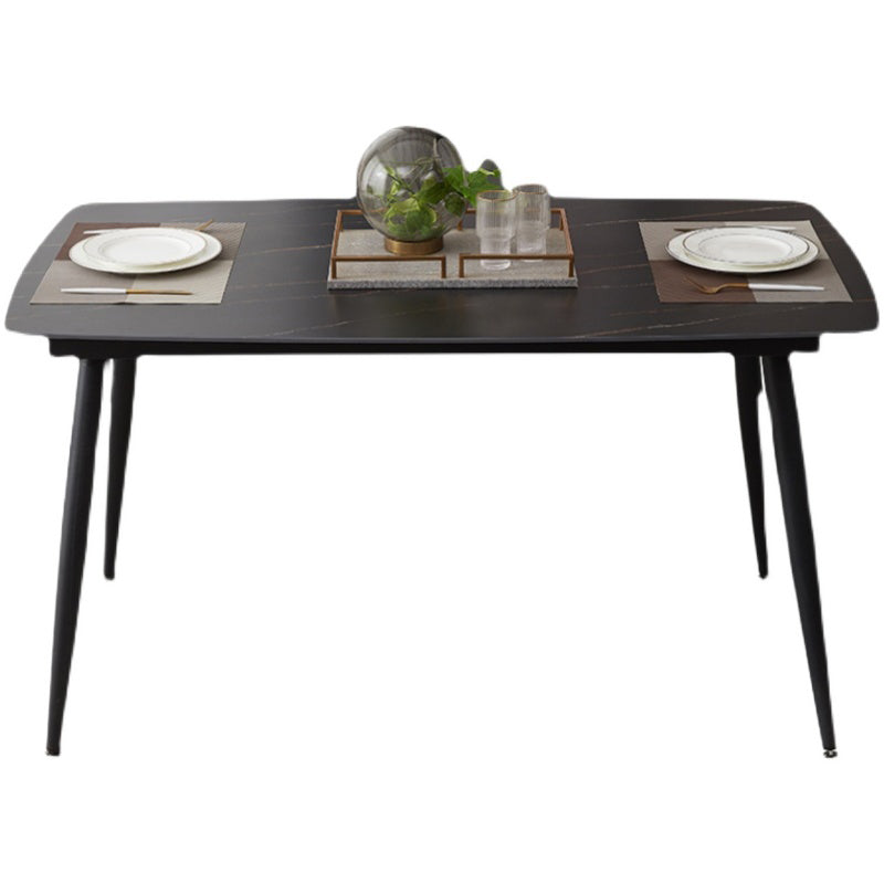 Industrialstil Sintered Stone Tisch schwarz 4 Beine Basis Rechtecktisch für Zuhause