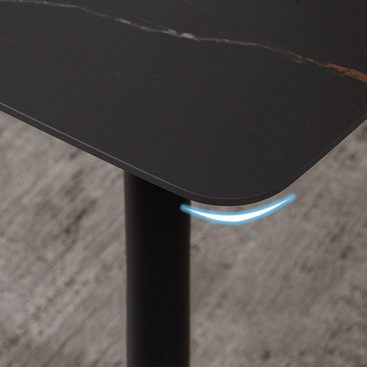 Industrialstil Sintered Stone Tisch schwarz 4 Beine Basis Rechtecktisch für Zuhause