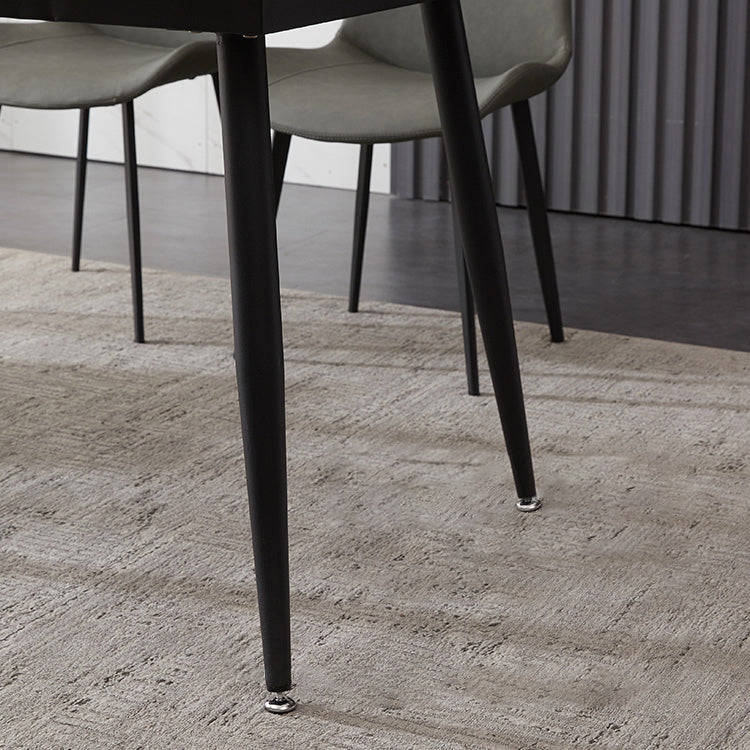 Industrialstil Sintered Stone Tisch schwarz 4 Beine Basis Rechtecktisch für Zuhause