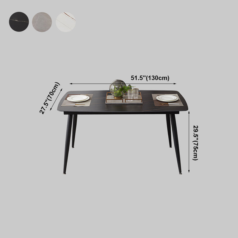 Industrialstil Sintered Stone Tisch schwarz 4 Beine Basis Rechtecktisch für Zuhause