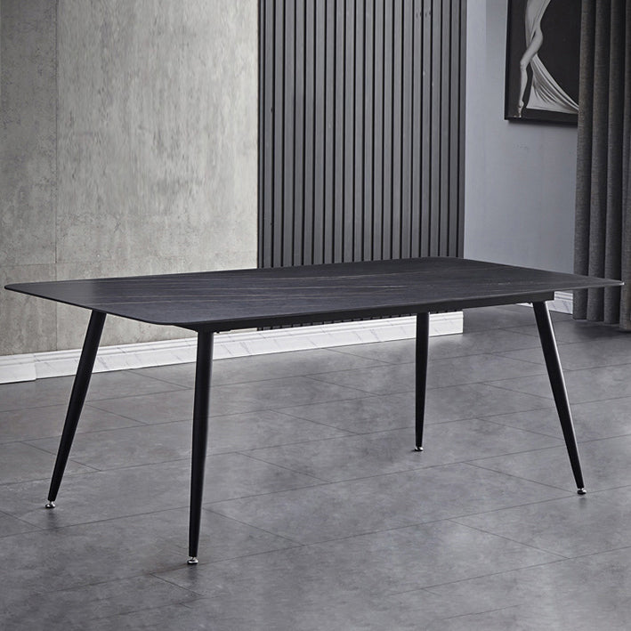 Sintered Stone Dining Table Industrial Style 4 Legs Carbon Steel Base Rectangle Table for Home