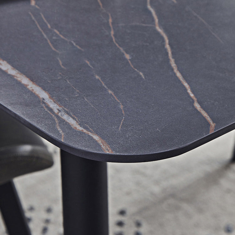 Sintered Stone Dining Table Industrial Style 4 Legs Carbon Steel Base Rectangle Table for Home