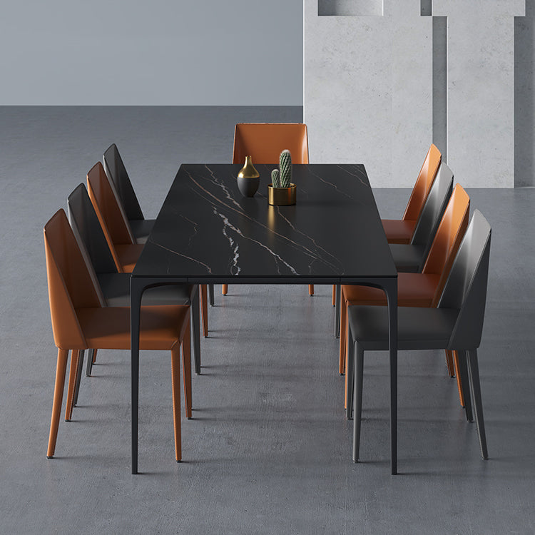 Rectangle Sintered Stone Dining Table Industrial Style 4 Legs Base Table for Home